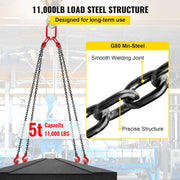 Chain Sling 5/16" X 10' Engine Lift Chain G80 Alloy Steel Engine Chain Hoist Lifts 3 Ton with 4 Leg Grab V952-3MSGLT00000000001V0