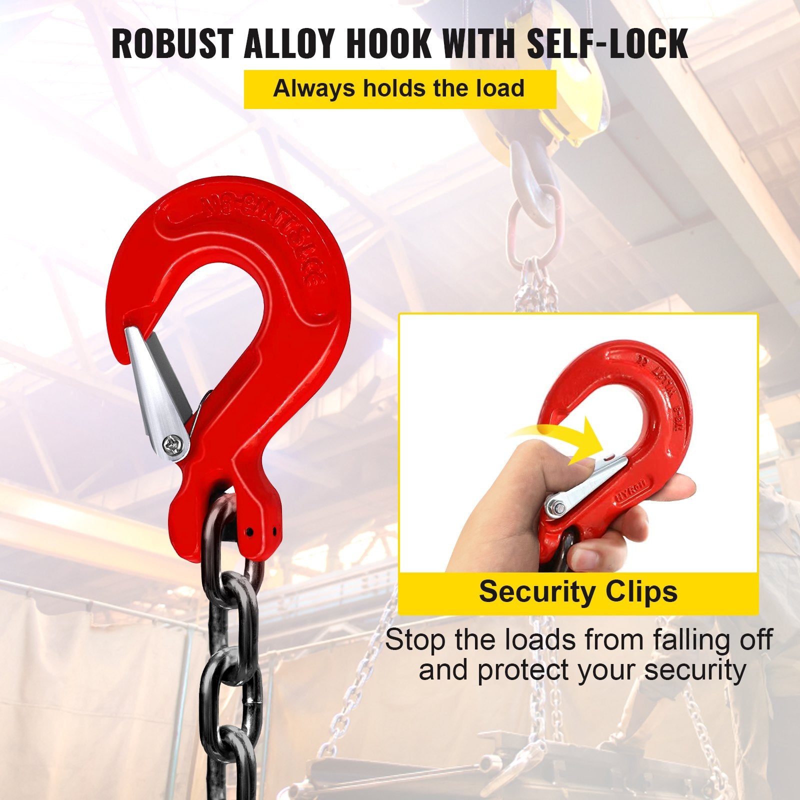 Chain Sling 5/16" X 10' Engine Lift Chain G80 Alloy Steel Engine Chain Hoist Lifts 3 Ton with 4 Leg Grab V952-3MSGLT00000000001V0