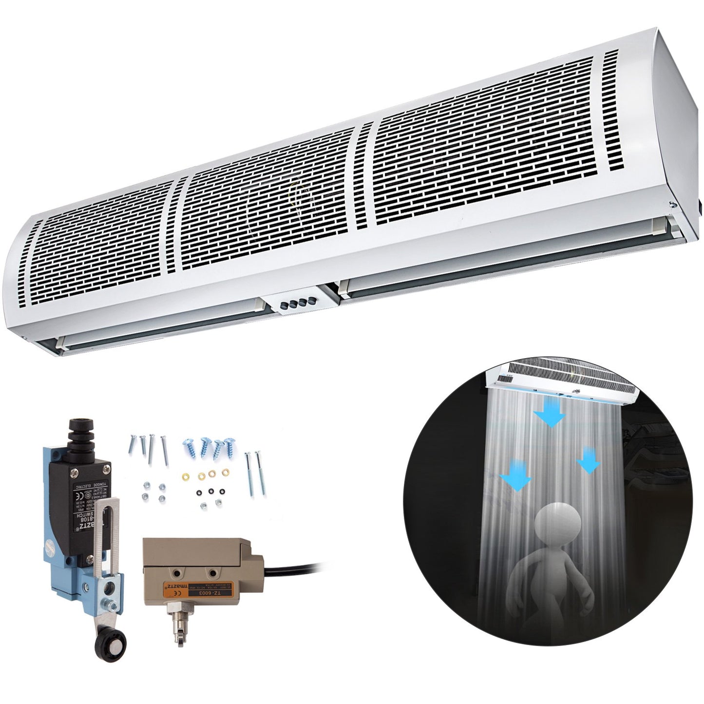 Air Curtain, 1.2m Electric Wind Curtain with Limit Switch, Max. 2204 CFM Air Flow, 3 Speeds Control V952-3SFLJ48YC00000001V3