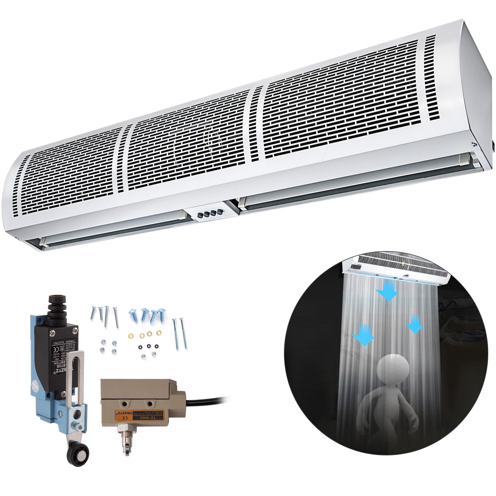 Air Curtain, 1.2m Electric Wind Curtain with Limit Switch, Max. 2204 CFM Air Flow, 3 Speeds Control V952-3SFLJ48YC00000001V3