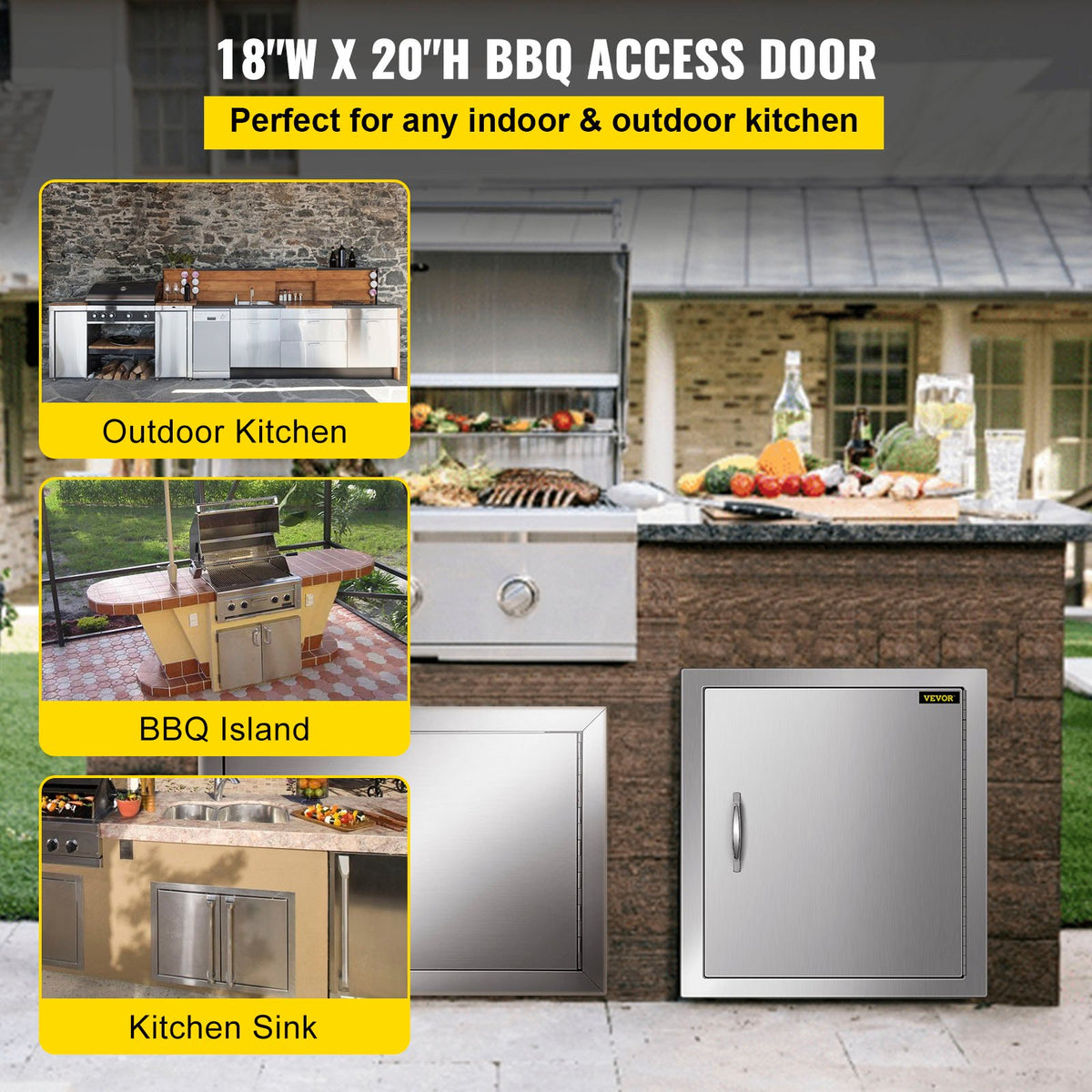 46X51CM Outdoor Kitchen BBQ Door Commercial Stainless Steel Single Access Door V952-3X20X18CGM0000001V0