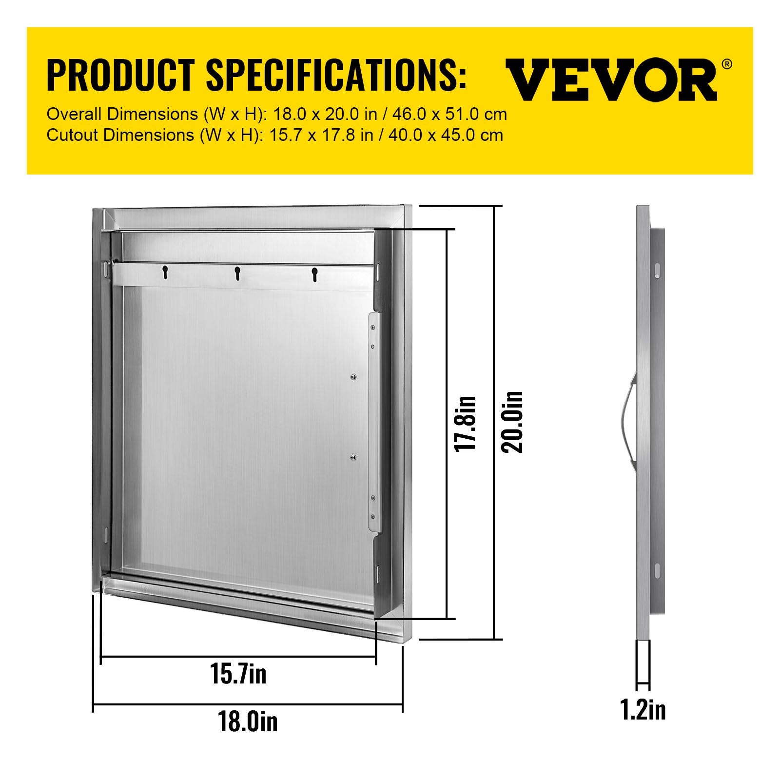 46X51CM Outdoor Kitchen BBQ Door Commercial Stainless Steel Single Access Door V952-3X20X18CGM0000001V0