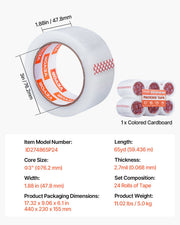 Packing Tape 18 Rolls 65 Yards Heavy Duty Clear Packing Tapes 2.7 Mil V952-3YCXFXJDTM18YGD8MV0