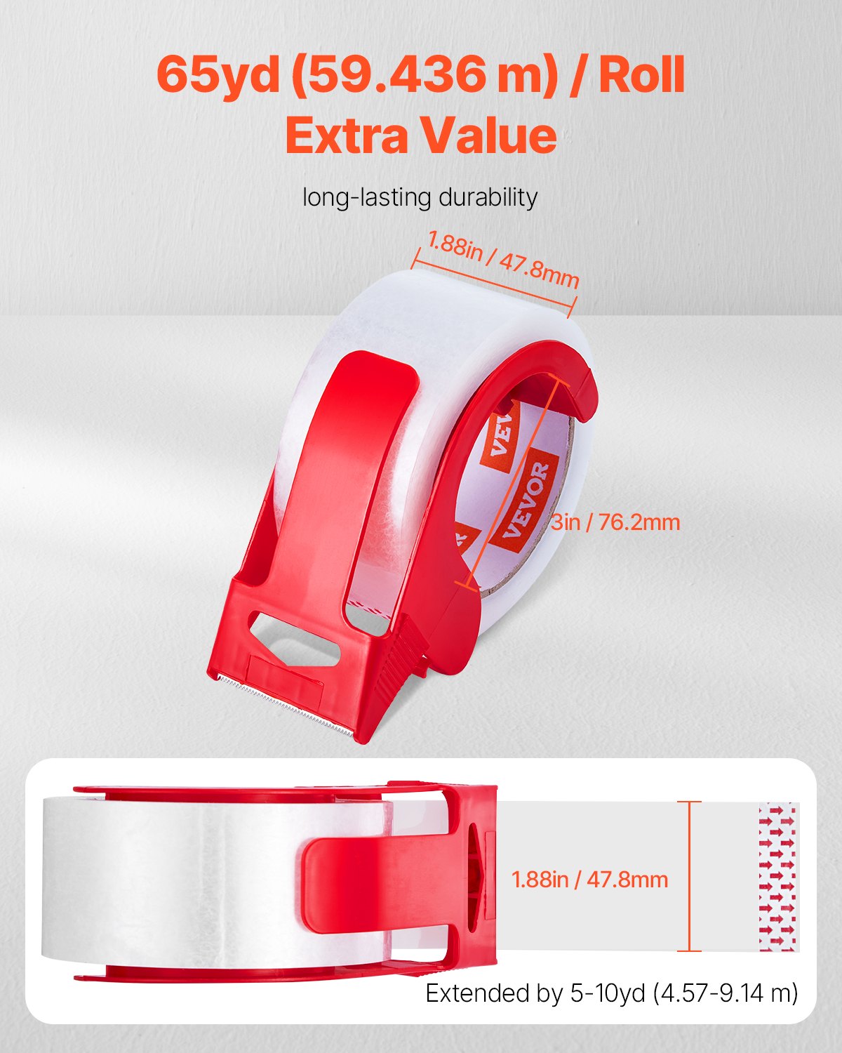 Packing Tape 6 Rolls 65 Yards Clear Shipping Tape with Dispenser 2.7 Mil V952-3YCXFXJDTM6G2L8SQV0