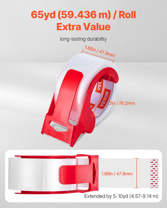 Packing Tape 6 Rolls 65 Yards Clear Shipping Tape with Dispenser 2.7 Mil V952-3YCXFXJDTM6G2L8SQV0