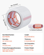 Clear Packing Tape 6 Rolls 65 Yards Heavy Duty Clear Packing Tapes 2.7 Mil V952-3YCXFXJDTM6GBQG7PV0