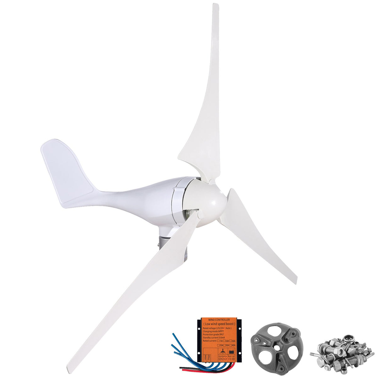 Wind Turbine 400Watt Wind Turbine Generator DC 12V Wind Turbine Generator 3/5 Blades with Controller (400Watt) V952-400WYCWXFLFDJ0001V0
