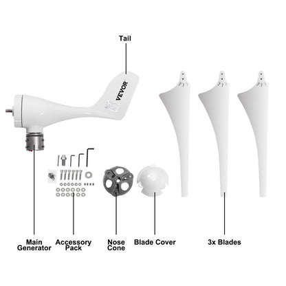 Wind Turbine 400Watt Wind Turbine Generator DC 12V Wind Turbine Generator 3/5 Blades with Controller (400Watt) V952-400WYCWXFLFDJ0001V0