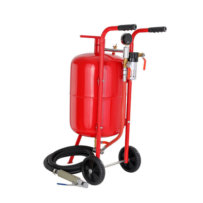 10Gal/40L Sandblaster Equipped w/Nozzle Shut-Off Valve Pressure Gauge Ceramic Nozzle Rubber Wheels Grit Power V952-40LPSJ00000000001V0