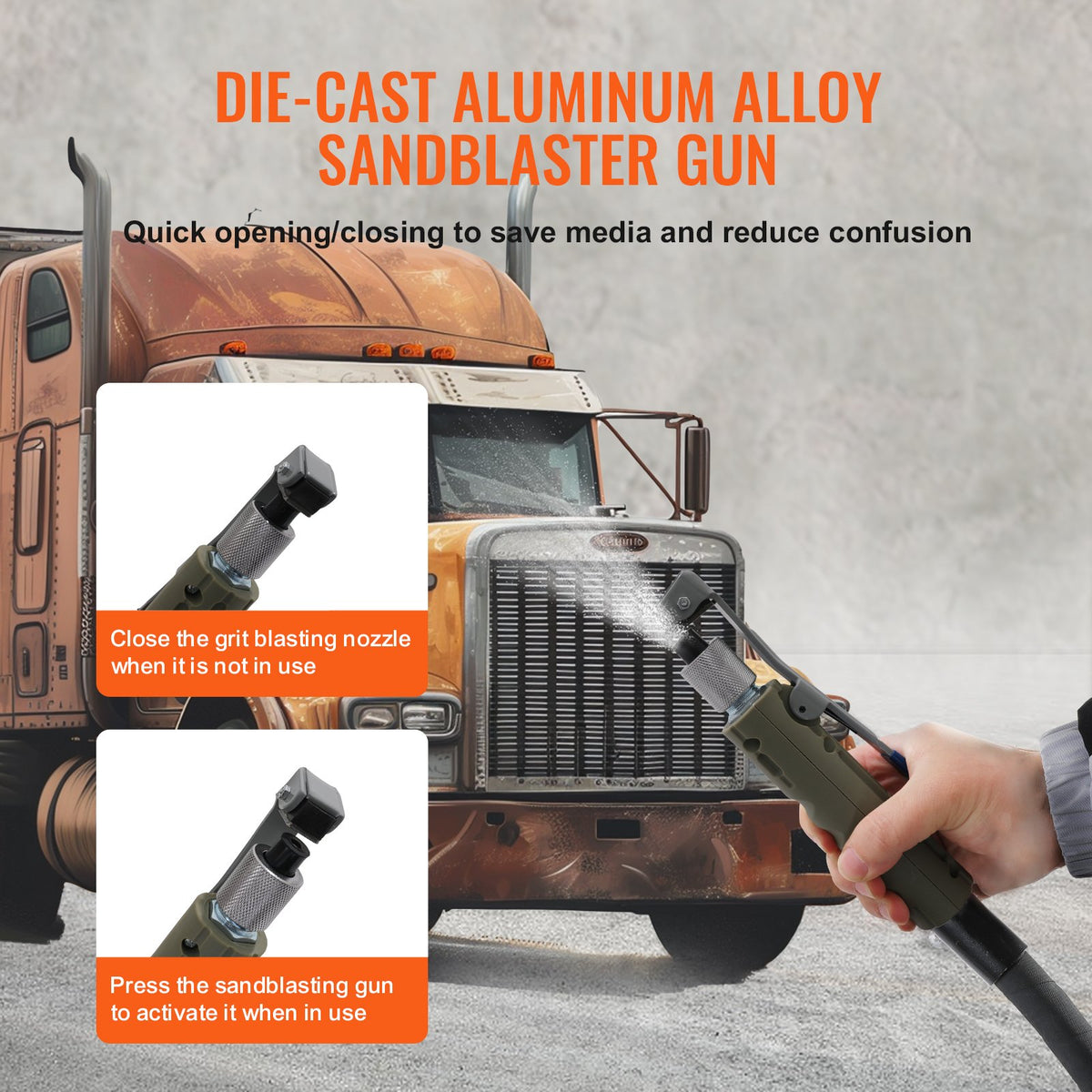 10Gal/40L Sandblaster Equipped w/Nozzle Shut-Off Valve Pressure Gauge Ceramic Nozzle Rubber Wheels Grit Power V952-40LPSJ00000000001V0