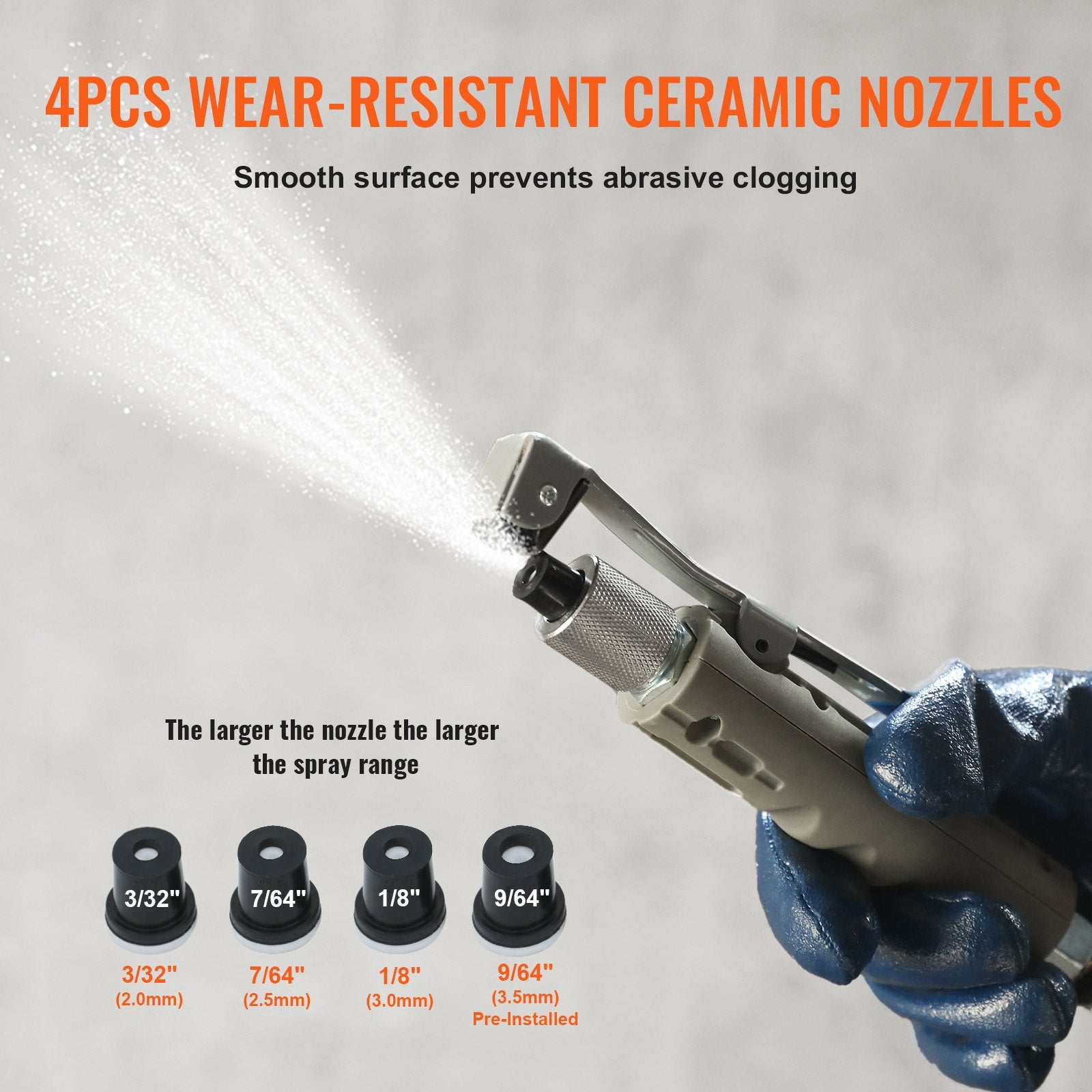 10Gal/40L Sandblaster Equipped w/Nozzle Shut-Off Valve Pressure Gauge Ceramic Nozzle Rubber Wheels Grit Power V952-40LPSJ00000000001V0