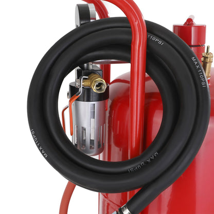10Gal/40L Sandblaster Equipped w/Nozzle Shut-Off Valve Pressure Gauge Ceramic Nozzle Rubber Wheels Grit Power V952-40LPSJ00000000001V0