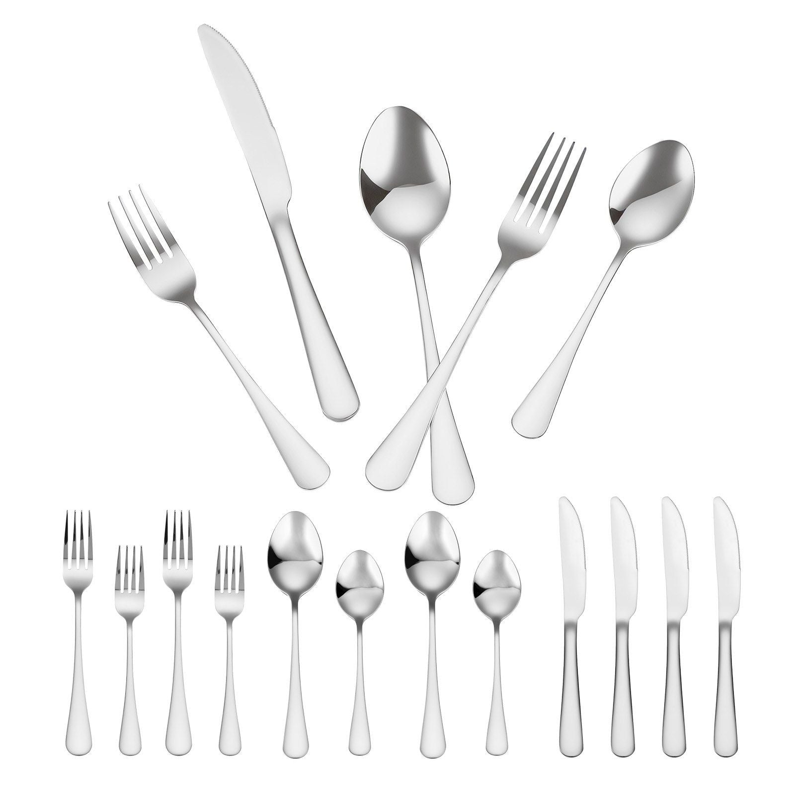 30-Piece Silverware Set, Food-Grade Stainless Steel Flatware Utensils, Mirror Finished Cutlery Set, V952-430BXGCJTZBXZMV36V0