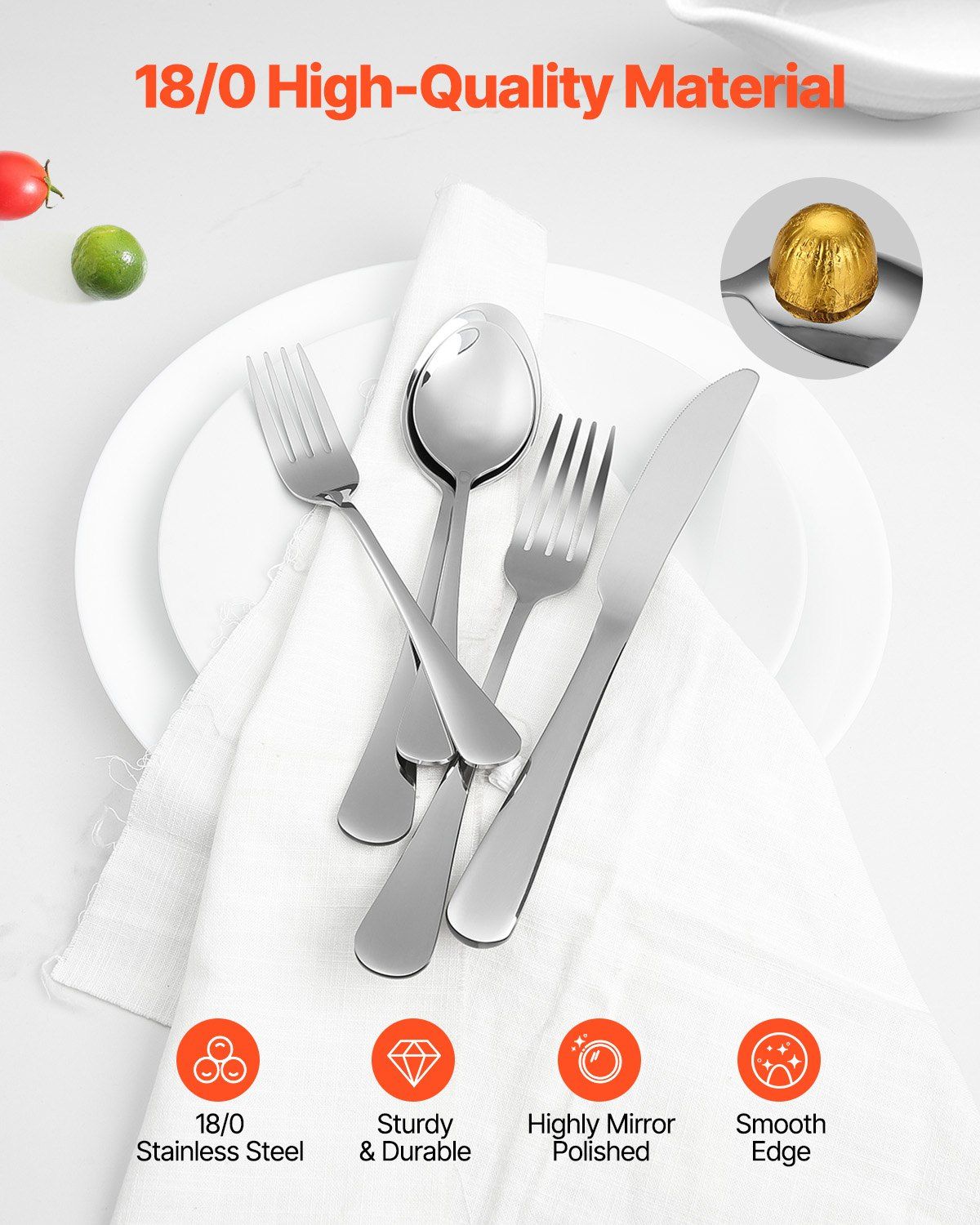 30-Piece Silverware Set, Food-Grade Stainless Steel Flatware Utensils, Mirror Finished Cutlery Set, V952-430BXGCJTZBXZMV36V0