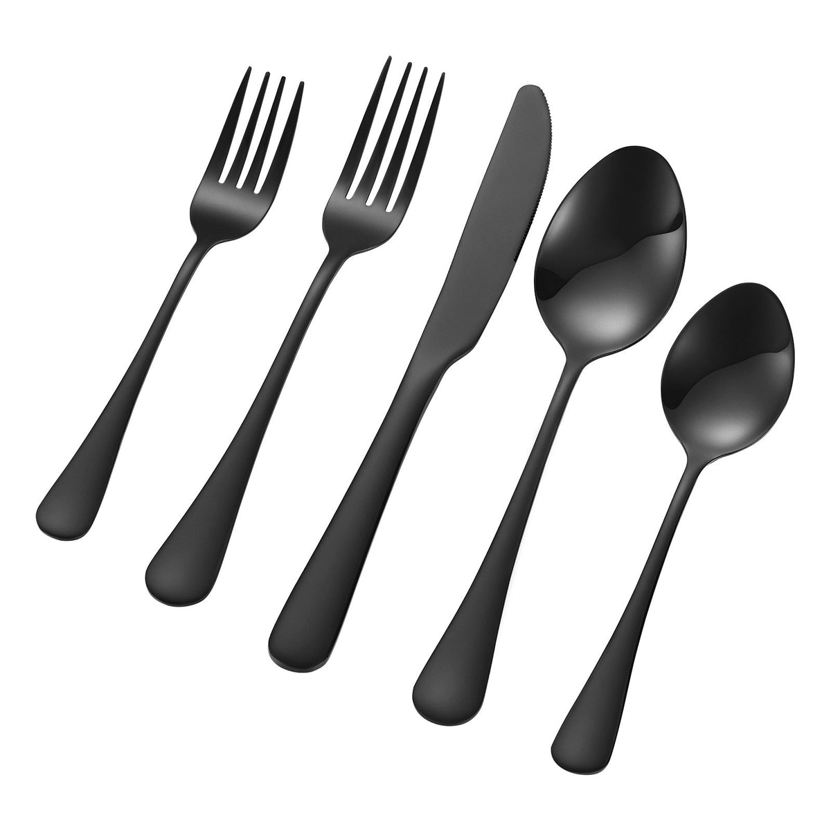 30-Piece Black Silverware Set, Food-Grade Stainless Steel Flatware Utensils for 6, Mirror Finished Cutlery V952-430BXGCJTZHSERY1IV0