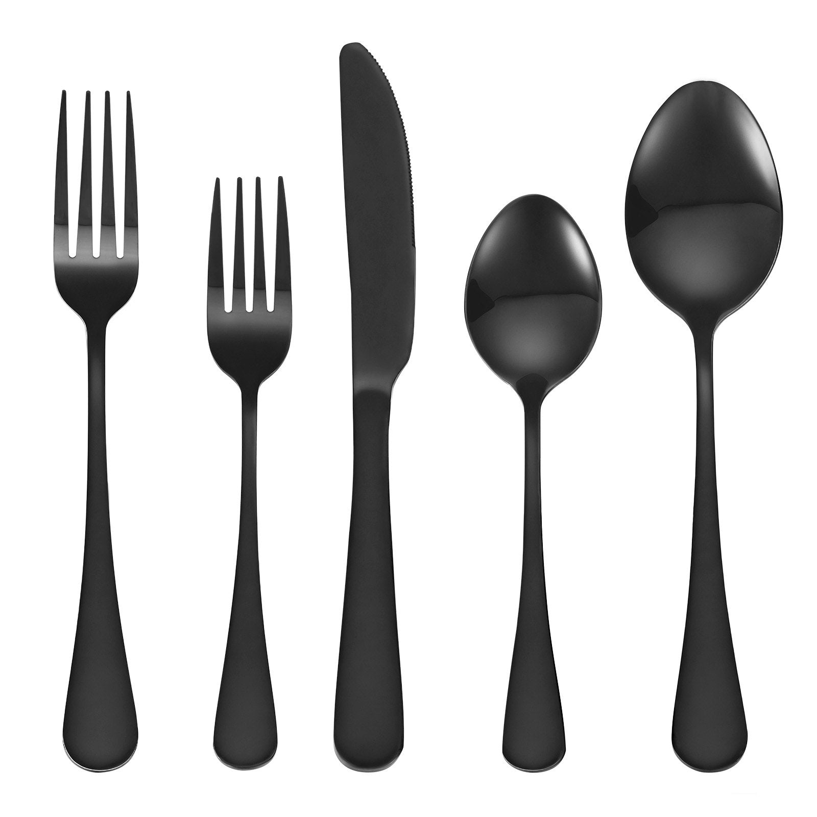 30-Piece Black Silverware Set, Food-Grade Stainless Steel Flatware Utensils for 6, Mirror Finished Cutlery V952-430BXGCJTZHSERY1IV0