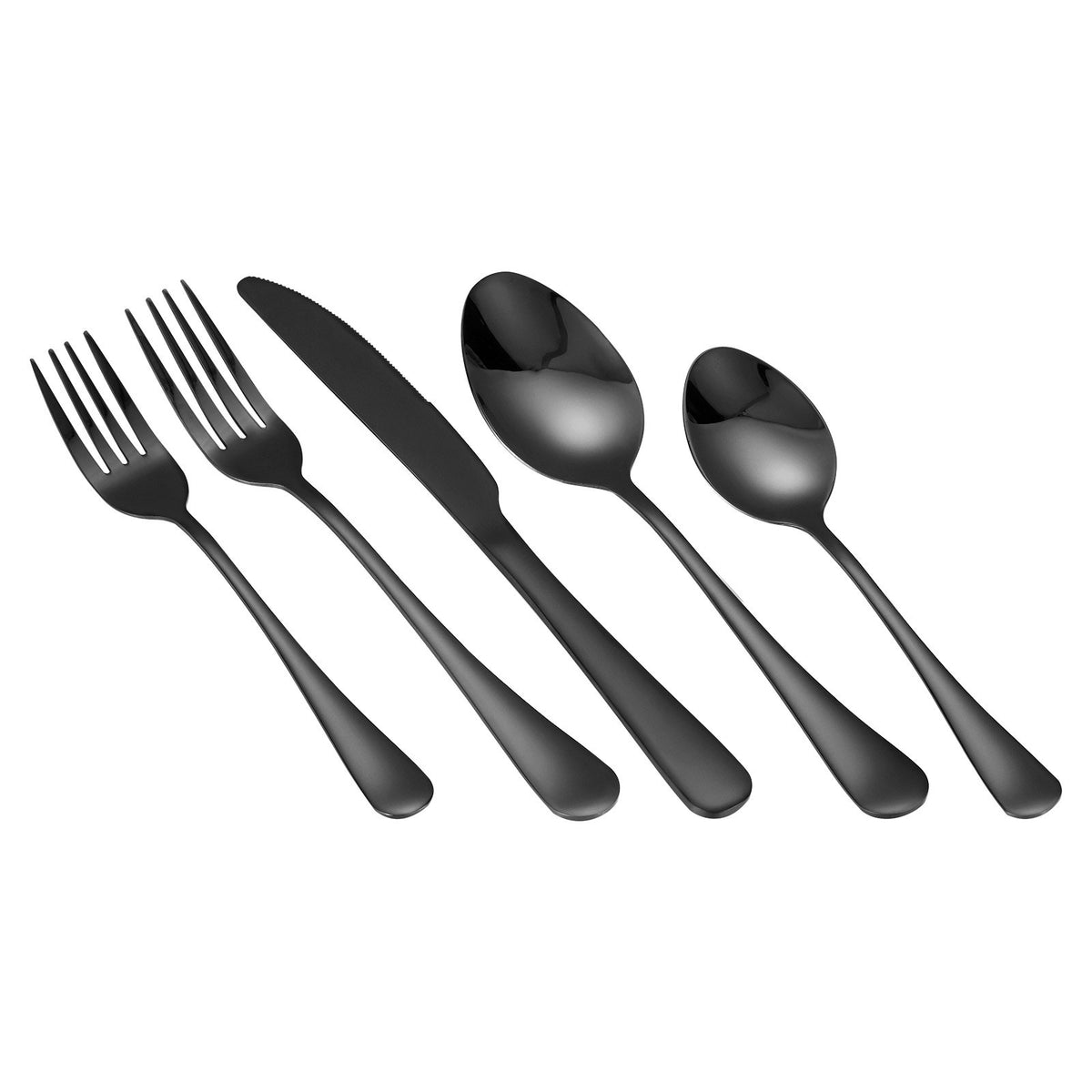 30-Piece Black Silverware Set, Food-Grade Stainless Steel Flatware Utensils for 6, Mirror Finished Cutlery V952-430BXGCJTZHSERY1IV0