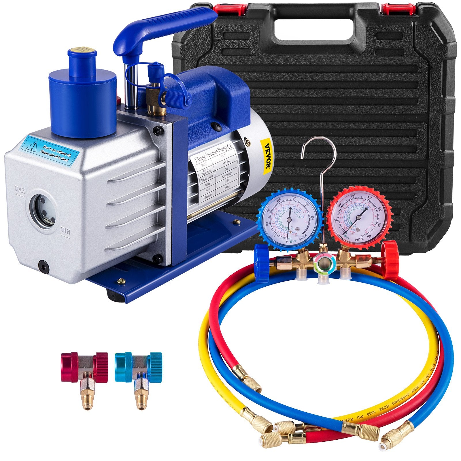 Vacuum Pump 4.8CFM 1/3HP Air Vacuum Pump HVAC A/C Air Refrigerant Rotary Vane Vacuum Pump Single Stage 4 V952-4.8CFM1/3HPZKB3F1V3