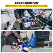 Vacuum Pump 4.8CFM 1/3HP Air Vacuum Pump HVAC A/C Air Refrigerant Rotary Vane Vacuum Pump Single Stage 4 V952-4.8CFM1/3HPZKB3F1V3