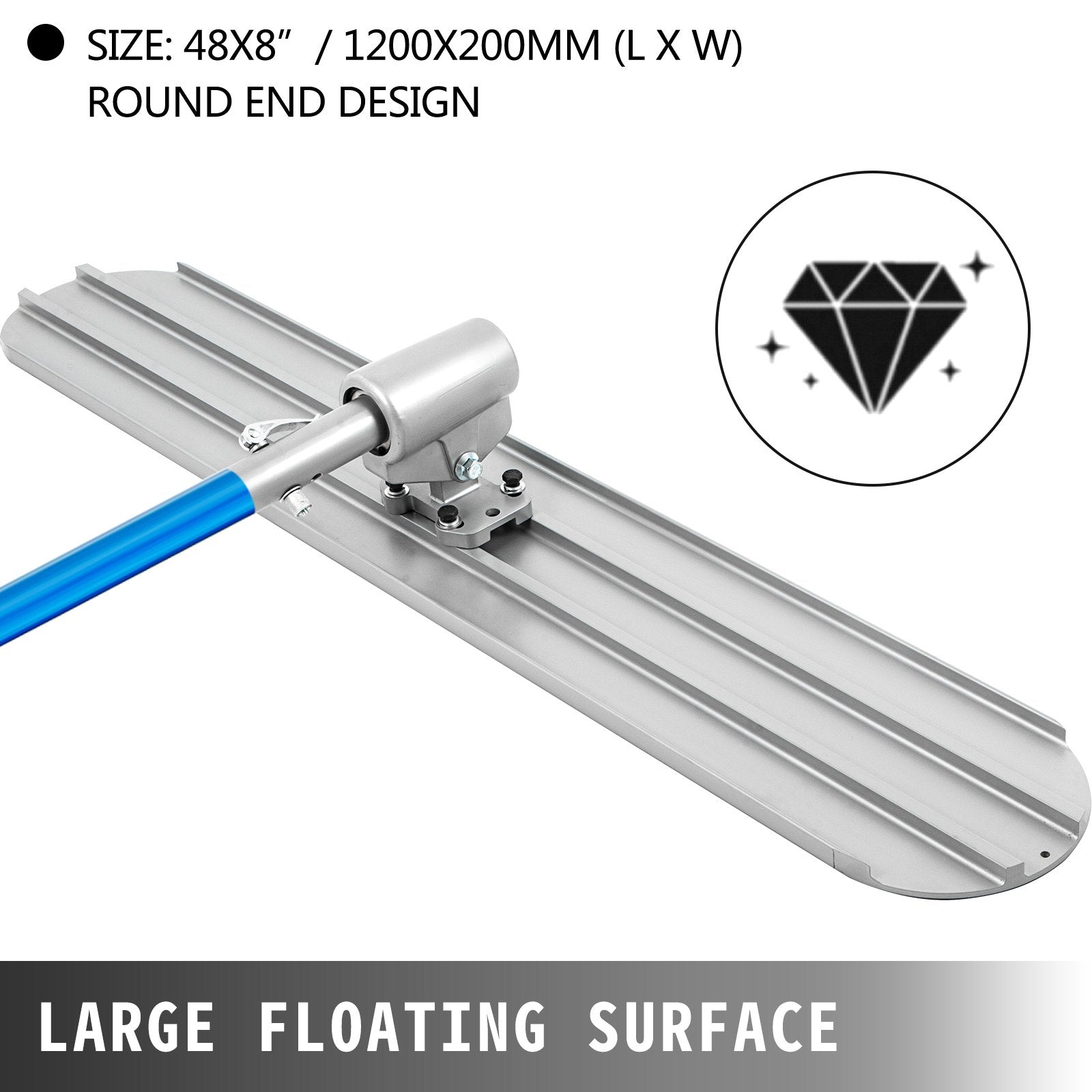 Bull Float Magnesium Concrete Float 48 x 8" Round End Concrete Float Tool Cement Tool Bull Concrete Kit Bull V952-48CSNMZ48X8TYDGJBV0