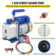 4CFM 1/4HP Rotary Vane Vacuum Pump + R134AManifold Gauge Tester Charging +Hose V952-4CFM1/4HPZKB1F001V3