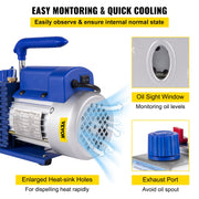 4CFM 1/4HP Rotary Vane Vacuum Pump + R134AManifold Gauge Tester Charging +Hose V952-4CFM1/4HPZKB1F001V3