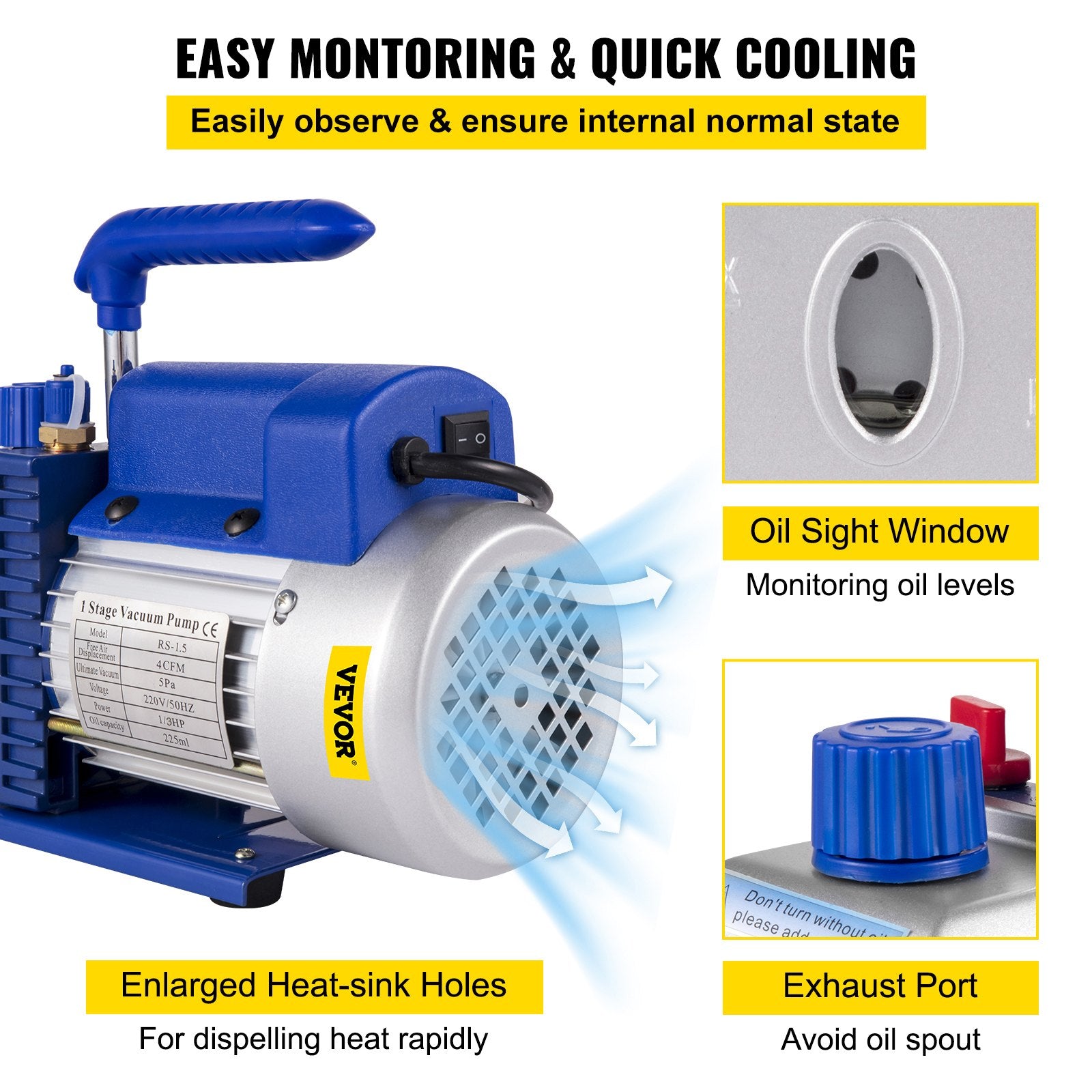 4CFM 1/4HP Rotary Vane Vacuum Pump + R134AManifold Gauge Tester Charging +Hose V952-4CFM1/4HPZKB1F001V3