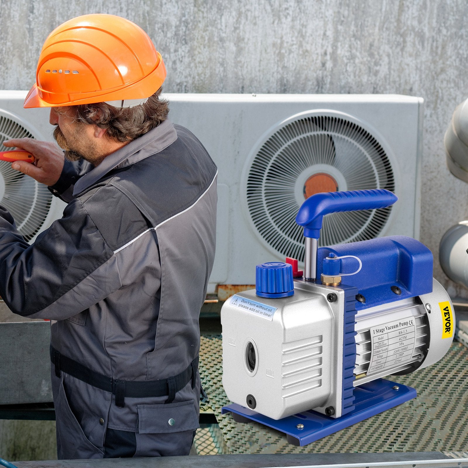 4CFM 1/4HP Rotary Vane Vacuum Pump + R134AManifold Gauge Tester Charging +Hose V952-4CFM1/4HPZKB1F001V3