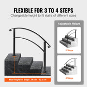 4-Step Handrail Fits 1 or 4 Steps Matte Black Stair Rail Wrought Iron Handrail with Installation Kit Hand V952-4FTHWTYFSBLACK001V0
