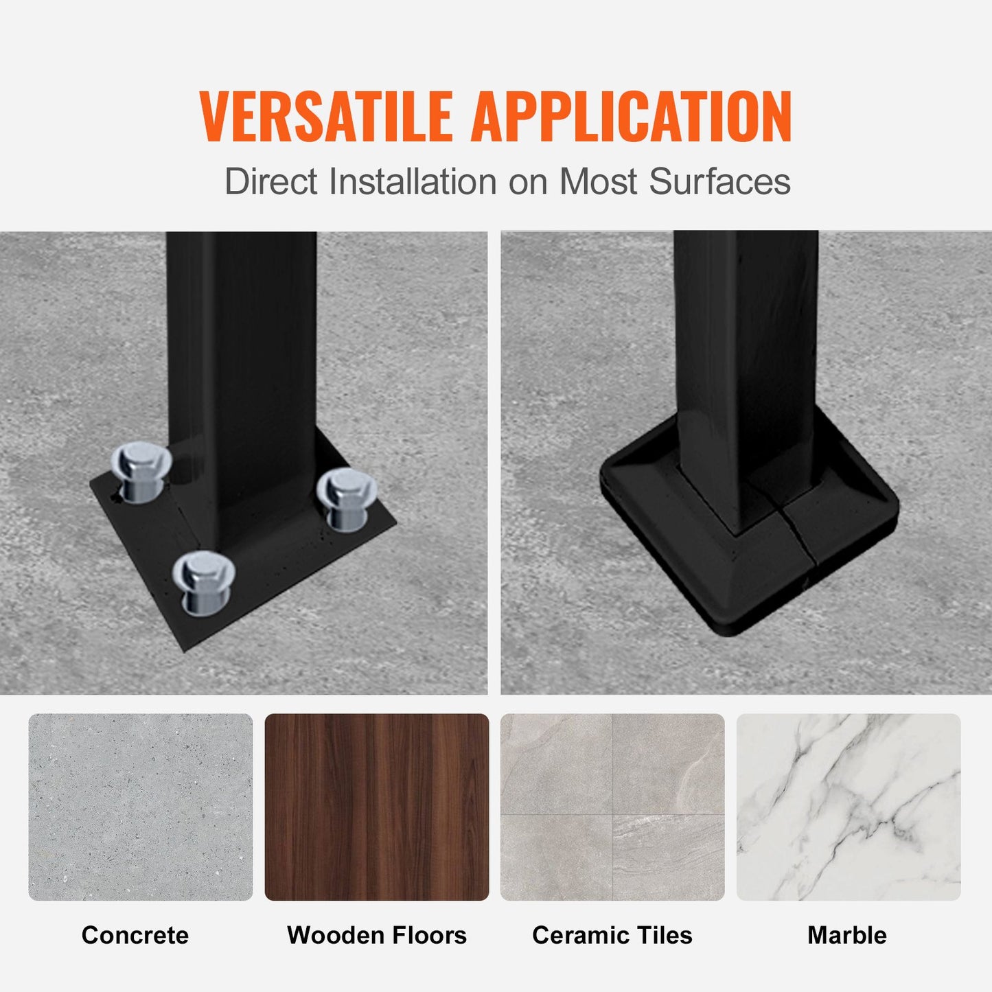 4-Step Handrail Fits 1 or 4 Steps Matte Black Stair Rail Wrought Iron Handrail with Installation Kit Hand V952-4FTHWTYFSBLACK001V0