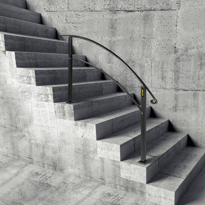 4-Step Handrail Fits 1 or 4 Steps Matte Black Stair Rail Wrought Iron Handrail with Installation Kit Hand V952-4FTHWTYFSBLACK001V0