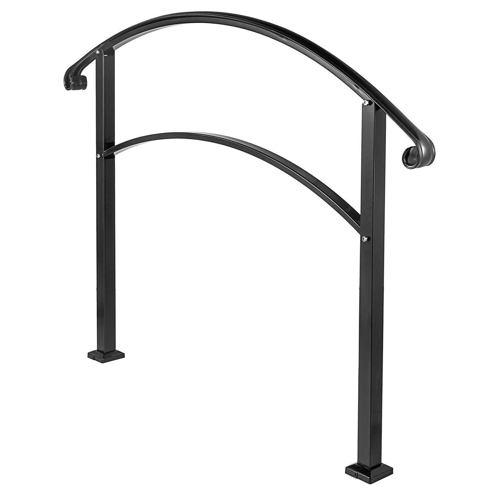 4-Step Handrail Fits 1 or 4 Steps Matte Black Stair Rail Wrought Iron Handrail with Installation Kit Hand V952-4FTHWTYFSBLACK001V0