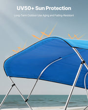 4 Bow Boat Bimini Tops, 600D Polyester Canopy, Waterproof & Sun Protection Boat Awning Canopy with Storage V952-4GCYZYP96919JYJ53V0