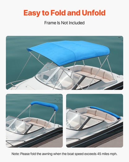 4 Bow Boat Bimini Tops, 600D Polyester Canopy, Waterproof & Sun Protection Boat Awning Canopy with Storage V952-4GCYZYP96919JYJ53V0