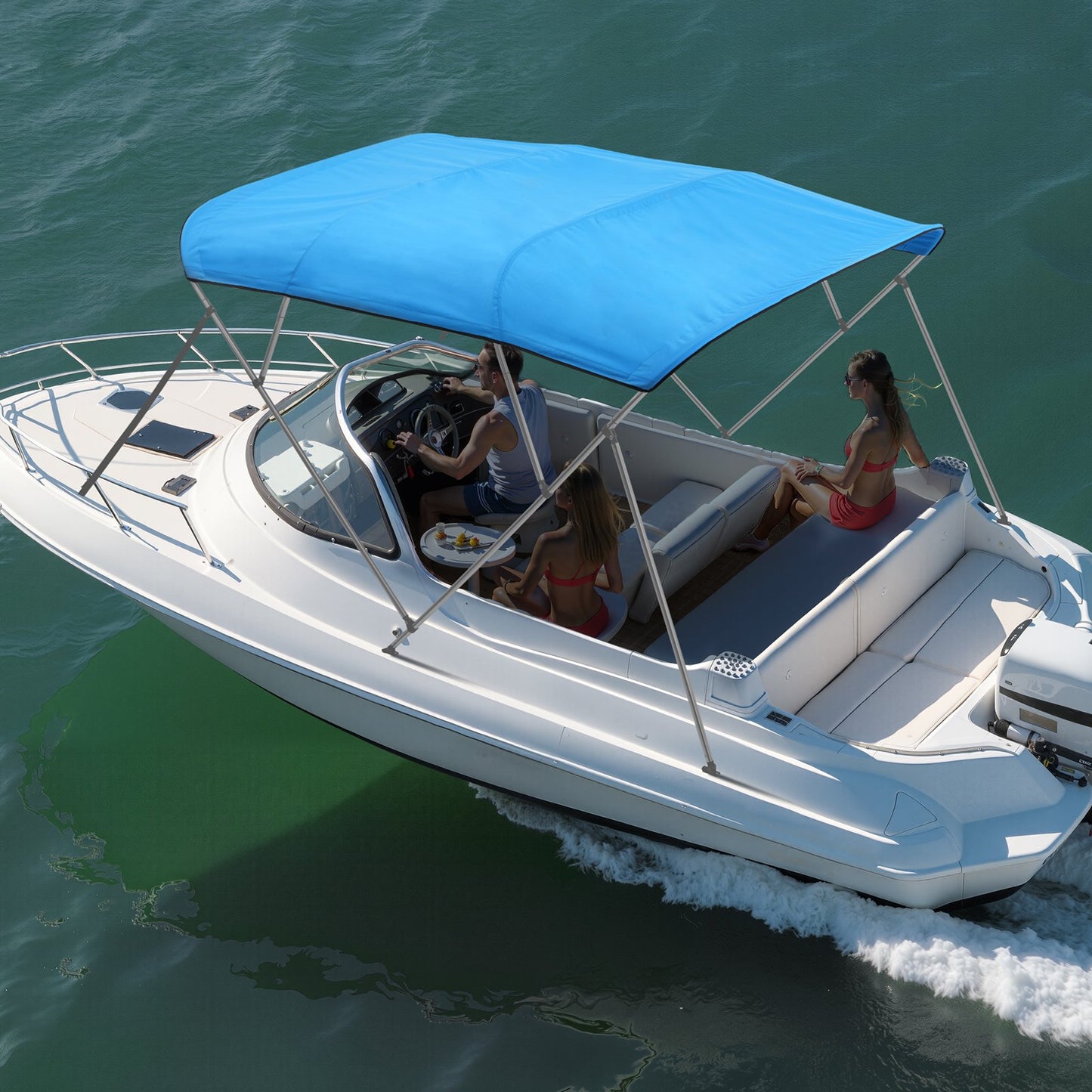 4 Bow Boat Bimini Tops, 600D Polyester Canopy, Waterproof & Sun Protection Boat Awning Canopy with Storage V952-4GCYZYP96919JYJ53V0