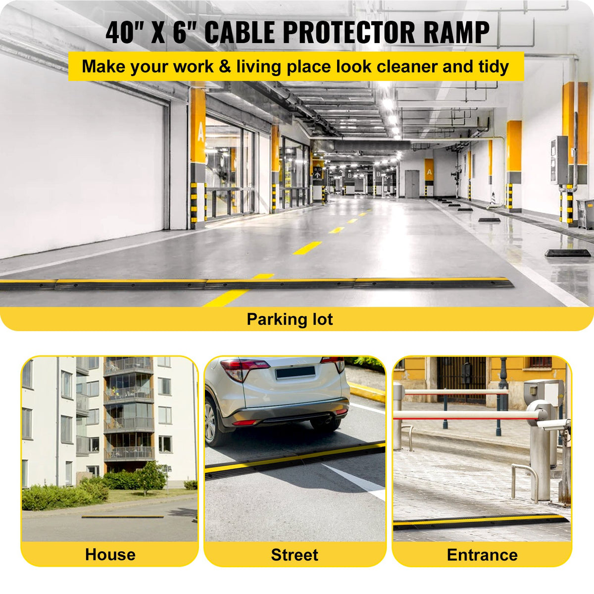Cable Protector 18000lbs Single Channel Rubber Cable Hose Protector 4 Pack Cable Hose Protector Floor Outdoor V952-4JTDCGXB000000001V0