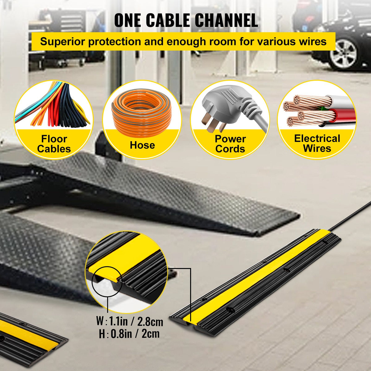Cable Protector 18000lbs Single Channel Rubber Cable Hose Protector 4 Pack Cable Hose Protector Floor Outdoor V952-4JTDCGXB000000001V0