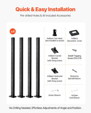 4-Pack Cable Railing Post, 1067x25x50 mm Horizontal-Hole Deck Railing Post with Pre-Drilled Holes, Stainless V952-4JZLGZXHS106REP67001V0