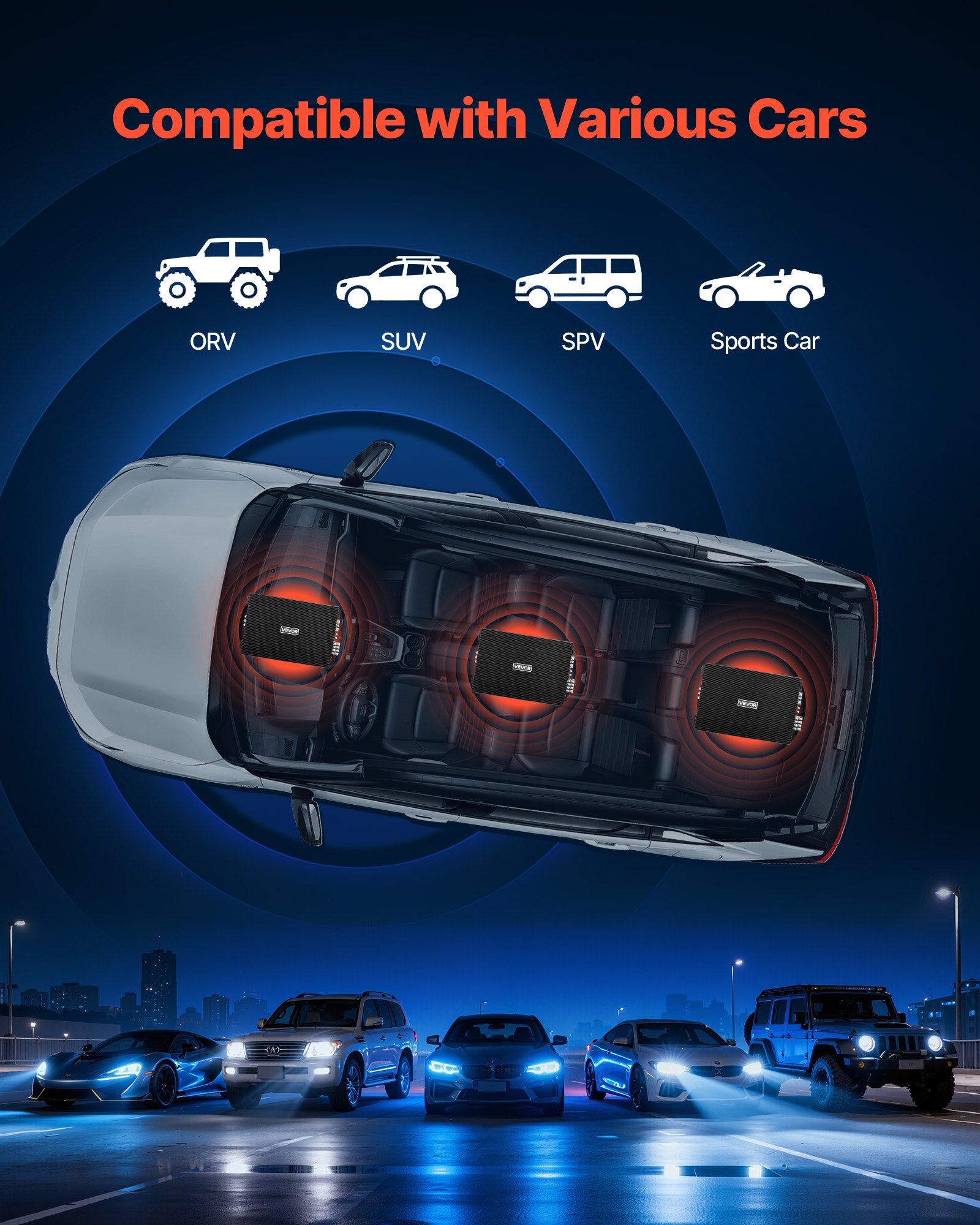 Car Audio Amplifier, 4-Channel Bridgeable Car Amplifier, Multichannel Class AB Stereo Amp, Max. 4 x 200W at 4 V952-4TDABL4X100WHSZA8001V9