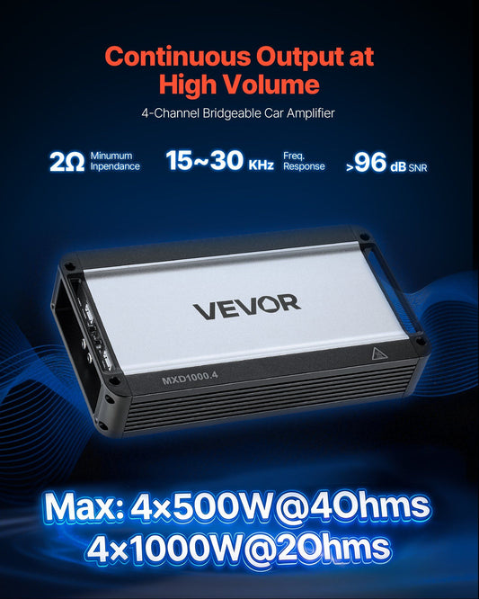 Car Audio Amplifier, 4-Channel Bridgeable Car Amplifier, Multichannel Class D Stereo Amp, Max. 4 x 500W at 4 V952-4TDDL4X500WRFRT2Y001V9