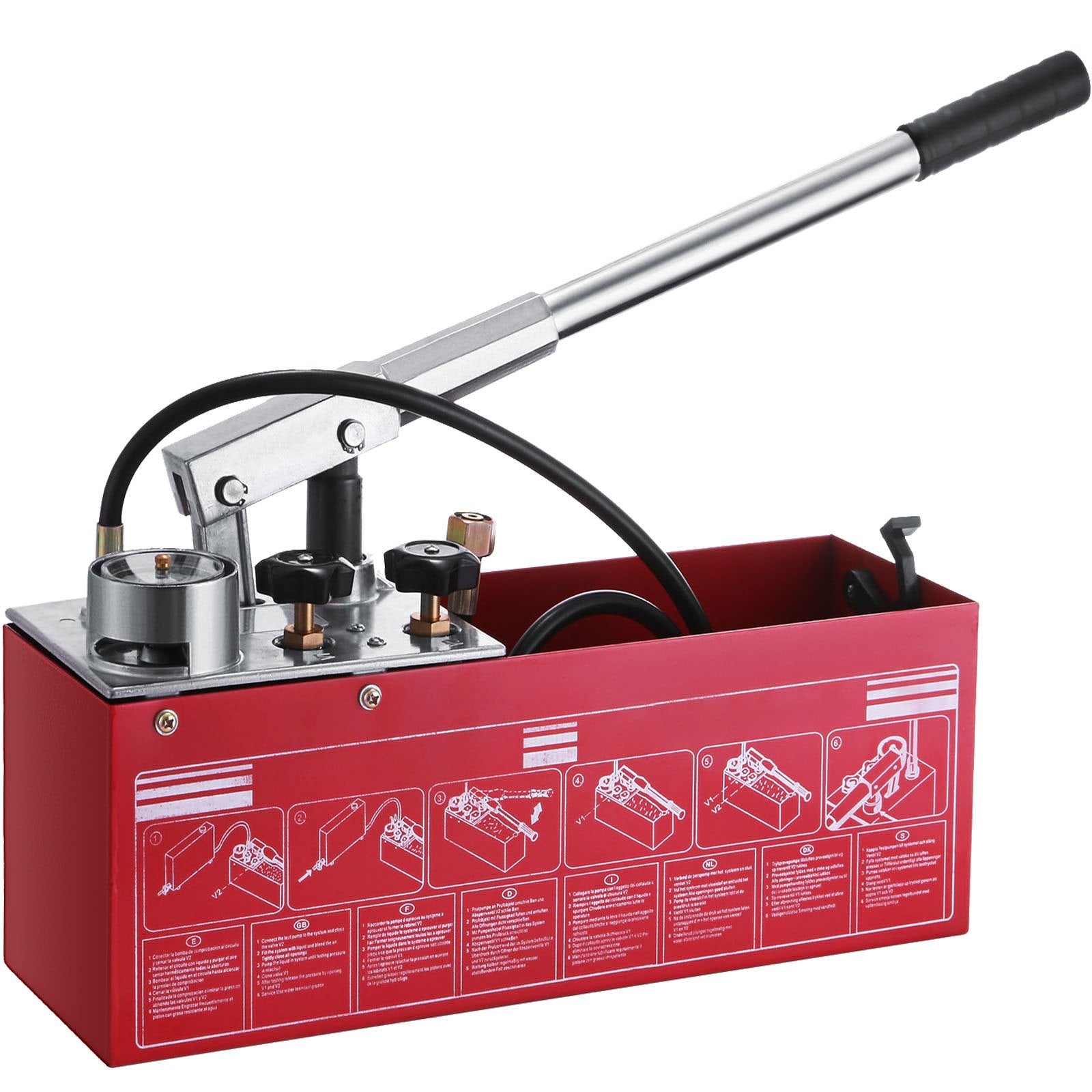 Hydraulic Pressure Test Pump 50 Bar Hand Pressure Test Pump 726 PSI 3.2 Gallon Tank 45ML 1/2" BSP Hydrostatic V952-50KGSDSYB00000001V0