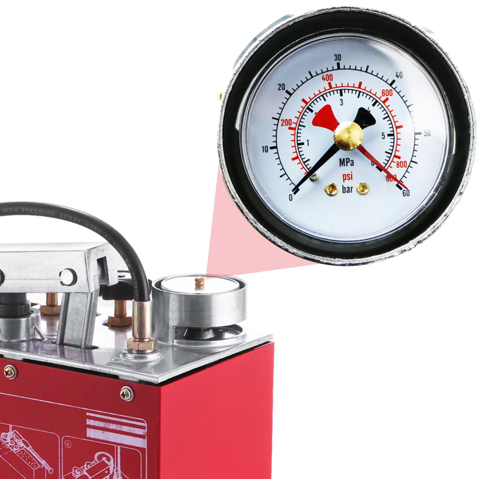 Hydraulic Pressure Test Pump 50 Bar Hand Pressure Test Pump 726 PSI 3.2 Gallon Tank 45ML 1/2" BSP Hydrostatic V952-50KGSDSYB00000001V0