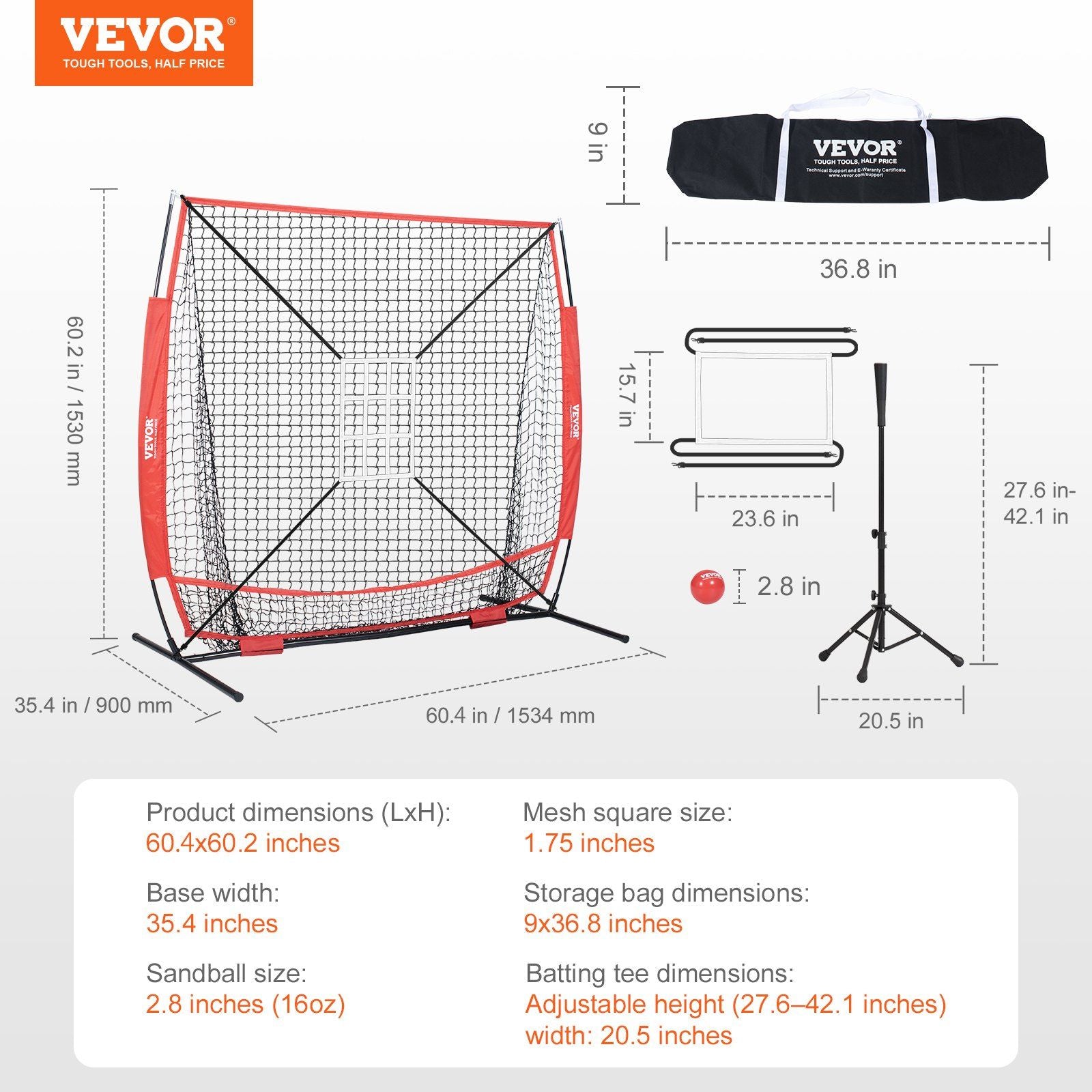 5x5 Baseball Softball Practice Net, Portable Baseball Training Net for Hitting Batting Catching Pitching, V952-55YCDKQDDPJXEZXRVV0