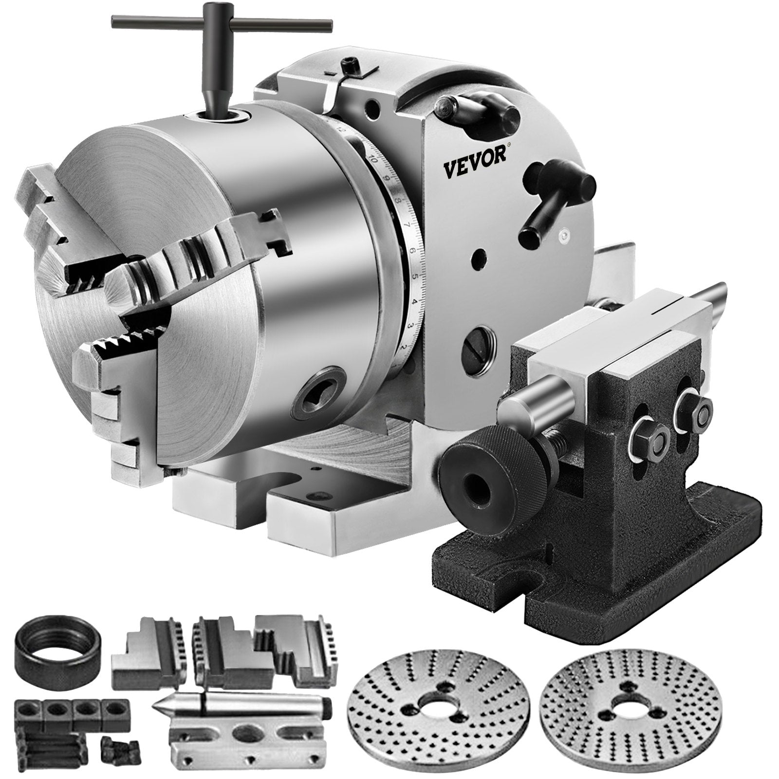 BS-0 Dividing Head 5 Inch, Precision Dividing Head Set with 5" 3-jaw Chuck & Tailstock Dividing Plates for V952-5CFDT000000000001V0