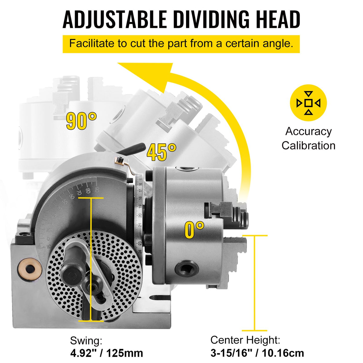 BS-0 Dividing Head 5 Inch, Precision Dividing Head Set with 5" 3-jaw Chuck & Tailstock Dividing Plates for V952-5CFDT000000000001V0