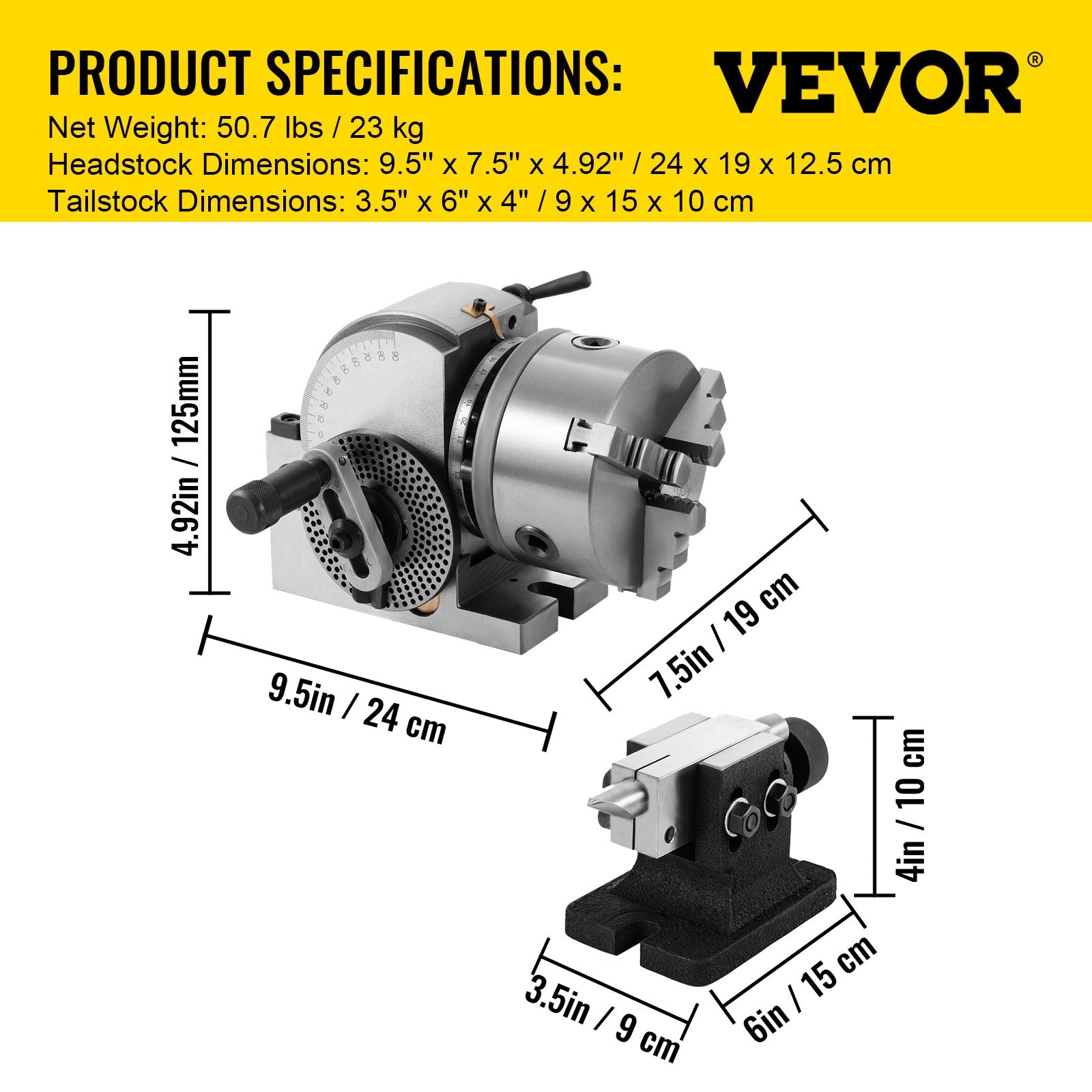 BS-0 Dividing Head 5 Inch, Precision Dividing Head Set with 5" 3-jaw Chuck & Tailstock Dividing Plates for V952-5CFDT000000000001V0