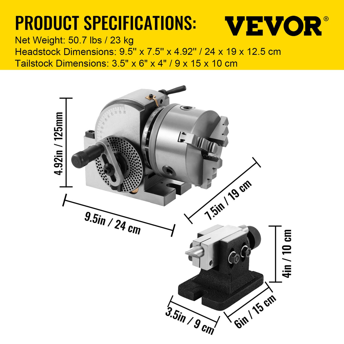BS-0 Dividing Head 5 Inch, Precision Dividing Head Set with 5" 3-jaw Chuck & Tailstock Dividing Plates for V952-5CFDT000000000001V0