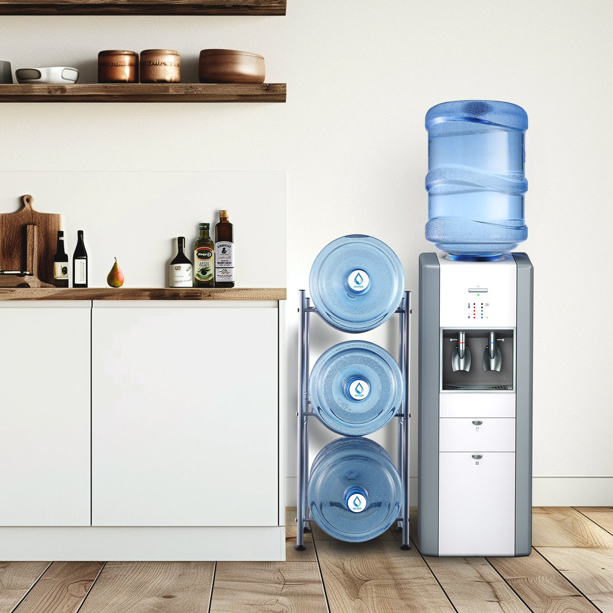 3 Tiers Water Jug Holder, 5 Gallon Water Bottle Holder, Single Row Water Bottle Rack for 3 Bottles, Heavy V952-5JLTZSSTSTZC6X90BV0