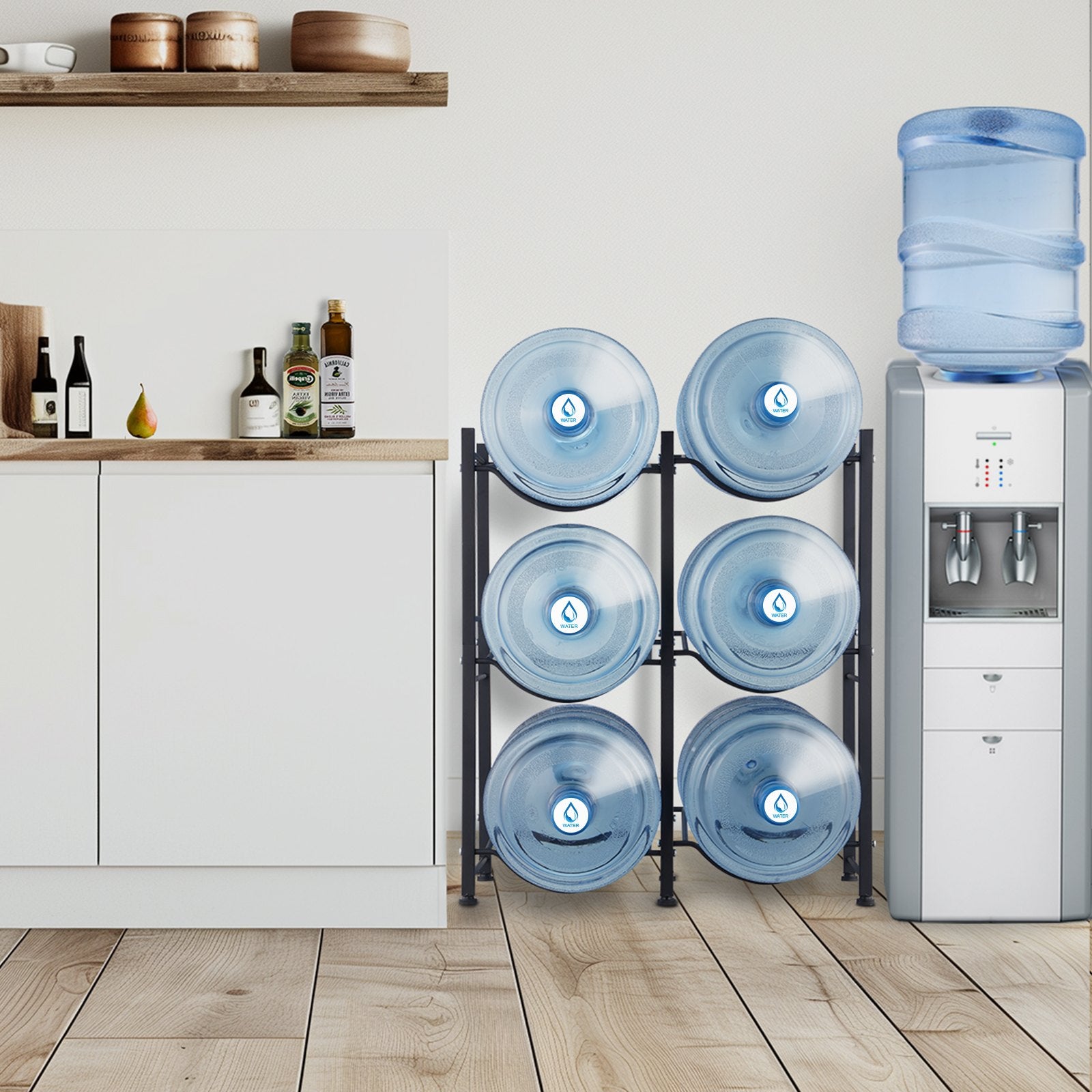 3 Tiers Water Jug Holder, 5 Gallon Water Bottle Holder, Double Row Water Bottle Rack for 6 Bottles, Heavy V952-5JLTZSSTSTZCFE4HKV0