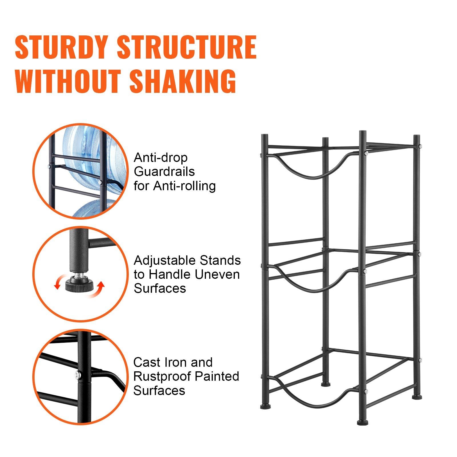3 Tiers Water Jug Holder, 5 Gallon Water Bottle Holder, Single Row Water Bottle Rack for 3 Bottles, Heavy V952-5JLTZSSTSTZCO9G2HV0